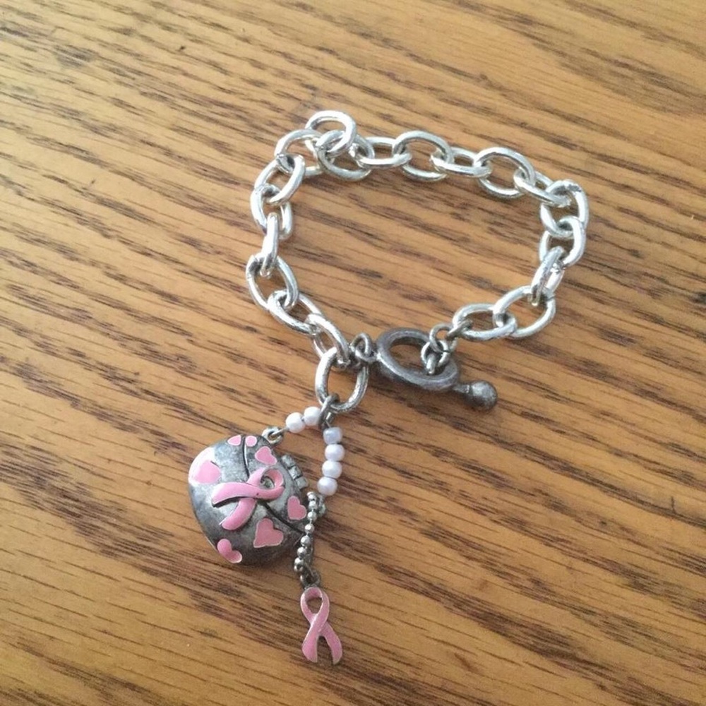 Pink ribbon breast cancer bracelet